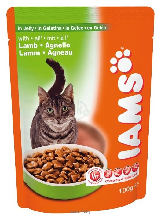 Фотографии Iams Cat Pouch Adult with Lamb in Jelly (0.1 кг) 22 шт.