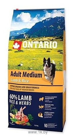 Фотографии Ontario (12 кг) Adult Medium Lamb & Rice