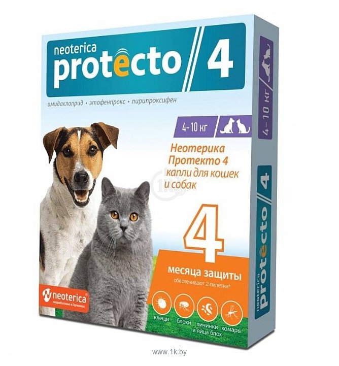Фотографии Neoterica капли от блох и клещей Protecto 4 для кошек и собак от 4 до 10 кг