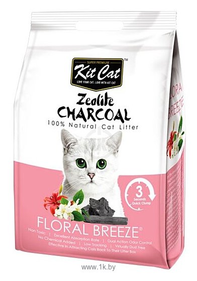 Фотографии Kit Cat Zeolite Charcoal Floral Breeze 4кг