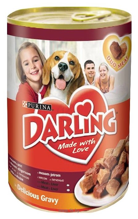Фотографии Darling Консервы для собак с мясом и печенью (1.2 кг) 12 шт.