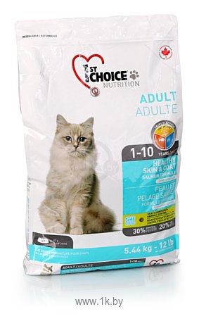 Фотографии 1st Choice (5.44 кг) HEALTHY SKIN and COAT for ADULT CATS
