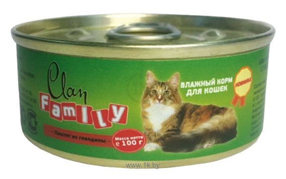 Фотографии CLAN Family Паштет из говядины для кошек (0.1 кг) 24 шт.