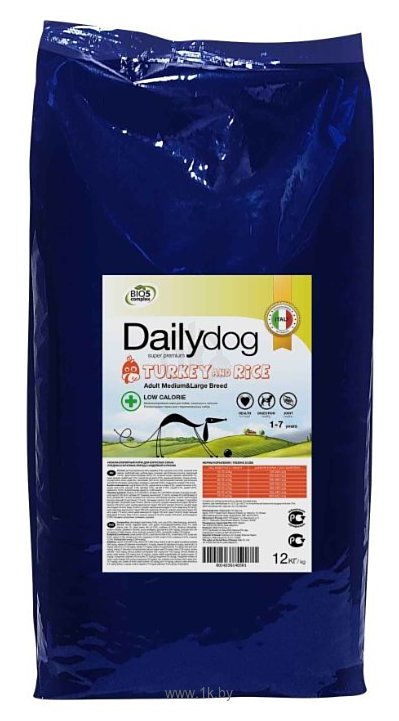 Фотографии Dailydog (20 кг) Adult Medium and Large Breed Low Calorie turkey and rice