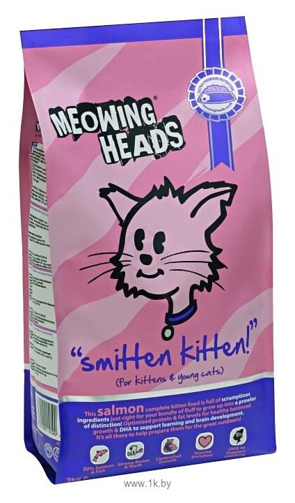 Фотографии Meowing Heads (0.25 кг) Smitten Kitten для котят с курицей, рыбой и рисом