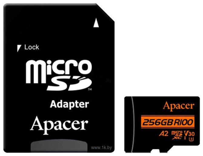 Фотографии Apacer microSDXC AP256GMCSX10U8-R 256GB (с адаптером)