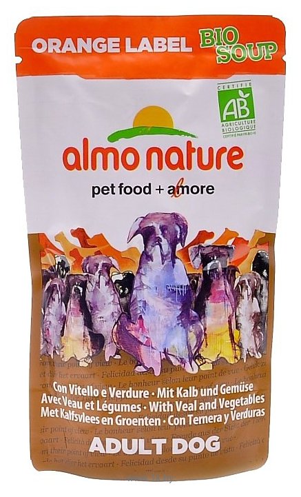 Фотографии Almo Nature Orange label Adult Dog Bio Soup Veal and Vegetables (0.14 кг) 12 шт.