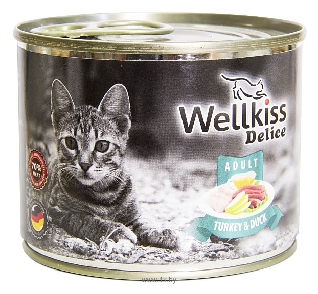 Фотографии Wellkiss Delice с индейкой и уткой консервы для кошек (0.2 кг) 1 шт.