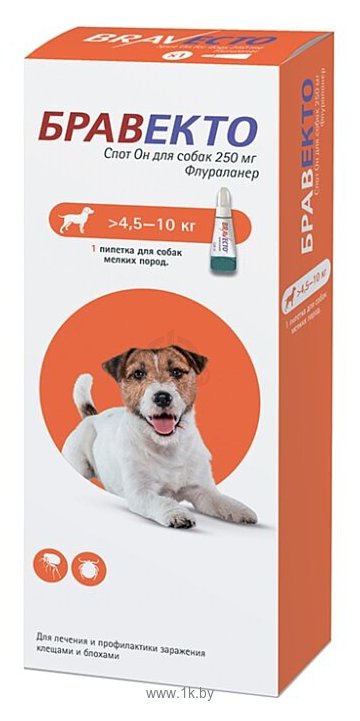 Фотографии Бравекто (MSD Animal Health) капли от блох и клещей Спот Он для собак 4,5-10 кг