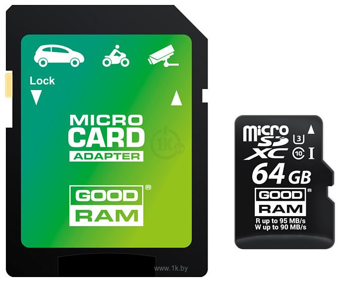 Фотографии GOODRAM microSDXC (Class 10) UHS-I U3 64GB + адаптер [M3AA-0640R11-DD]