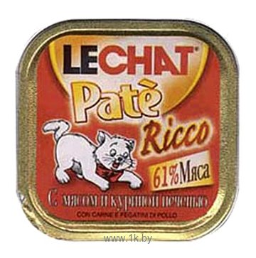 Фотографии LeChat Pate Ricco с Мясом и Куриной печенью (0.1 кг) 32 шт.