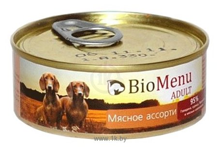 Фотографии BioMenu Adult консервы для собак мясное ассорти (0.1 кг) 1 шт.