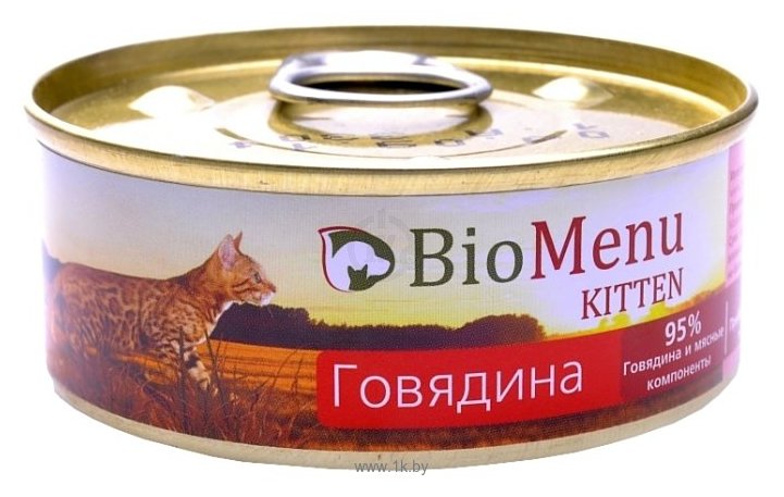 Фотографии BioMenu (0.1 кг) 1 шт. Kitten консервы для котят с говядиной