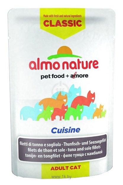 Фотографии Almo Nature Classic Cuisine Adult Cat Tuna and Sole Fillets (0.055 кг) 24 шт.