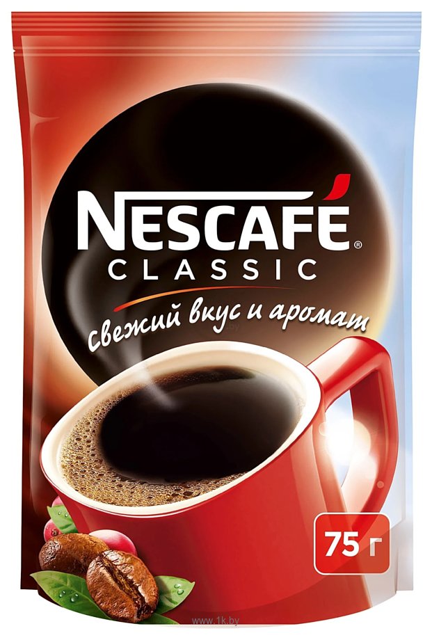Фотографии Nescafe Classic растворимый c добавлением молотого кофе 75 г (пакет)