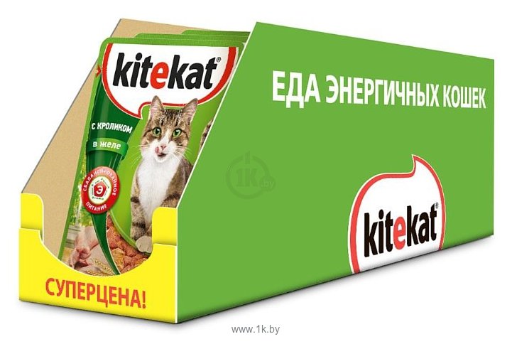 Фотографии Kitekat (0.085 кг) 28 шт. Сочные кусочки. С кроликом в желе