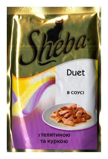 Фотографии Sheba (0.085 кг) 28 шт. Duet с телятиной и курицей в соусе