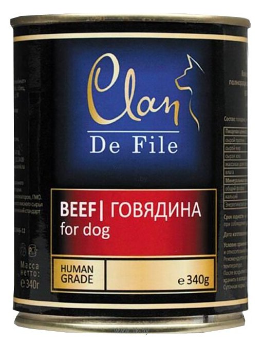 Фотографии CLAN (0.34 кг) 12 шт. De File Говядина для собак