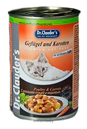 Фотографии Dr. Clauder's Premium Cat Food консервы домашняя птица с морковью (0.415 кг) 20 шт.