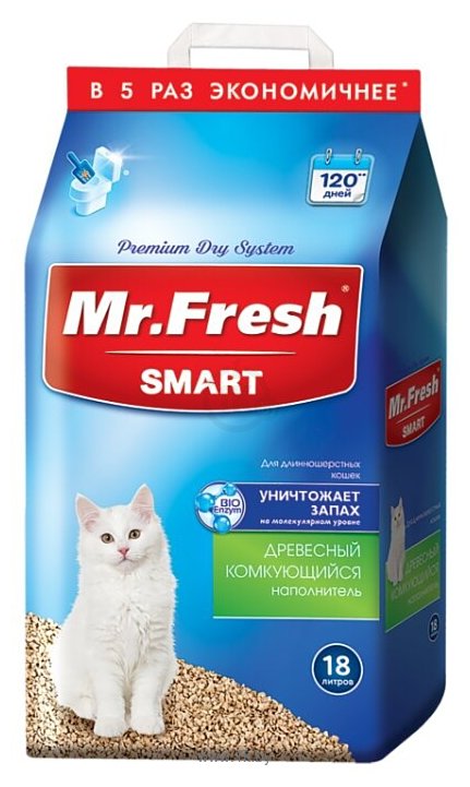 Фотографии Mr. Fresh Древесный для длинношерстных кошек 18л