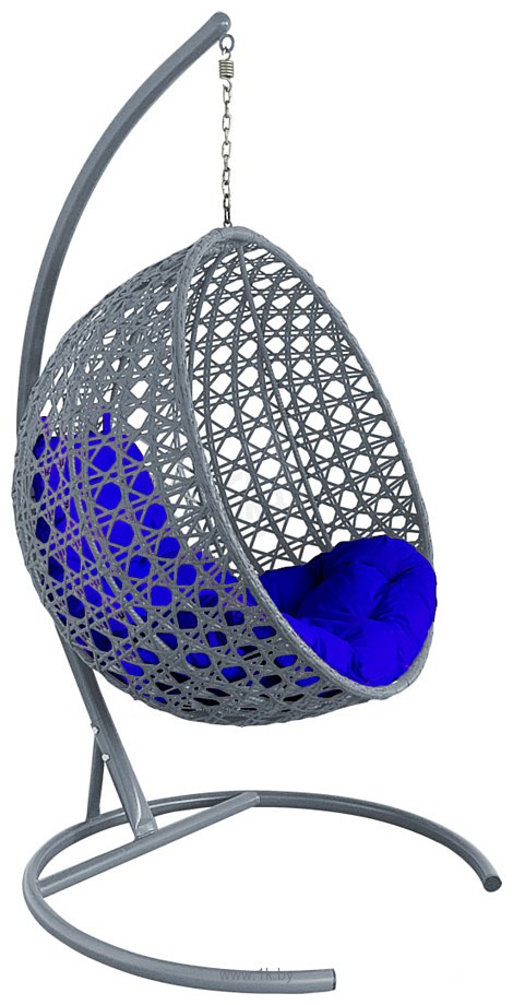 Фотографии M-Group Круг Люкс 11060310 (серый ротанг/синяя подушка)