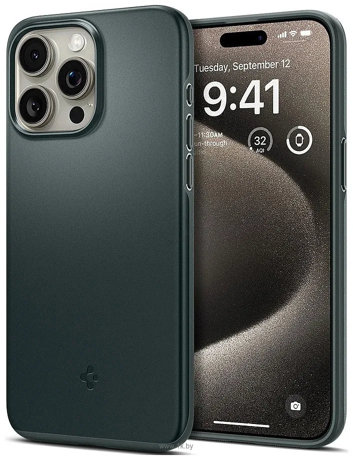 Фотографии Spigen Thin Fit для iPhone 15 Pro Max ACS06548 (зеленый) Фотографии Spigen Thin Fit для iPhone 15 Pro Max ACS06548 (зеленый)