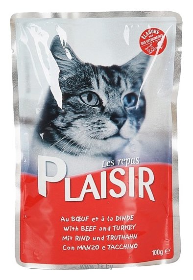 Фотографии Plaisir (0.1 кг) 22 шт. C говядиной и индейкой для кошек пауч