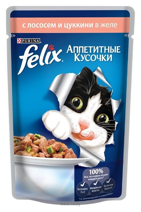 Фотографии Felix Аппетитные кусочки с Лососем и цукини в желе (0.085 кг) 1 шт.