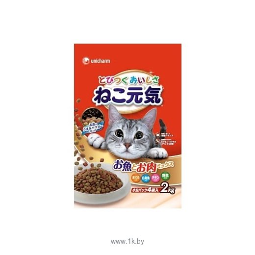 Фотографии Unicharm (2 кг) Cat Genki сухой - Тунец, курица и овощи