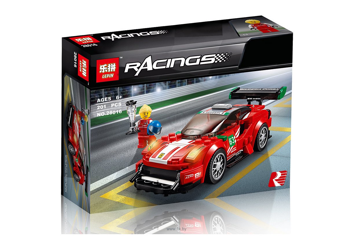 Фотографии Lepin Speed Champions 28016 Феррари 488 GT3 "Scuderia Corsa" аналог Lego 75886