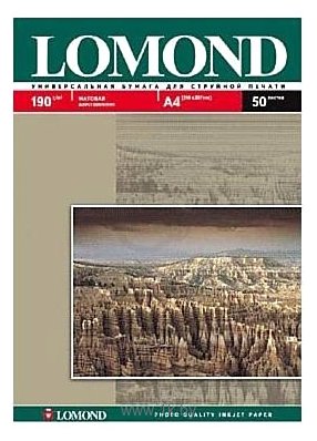Фотографии Lomond матовая двусторонняя A4 190 г/кв.м. 50 листов (0102015)