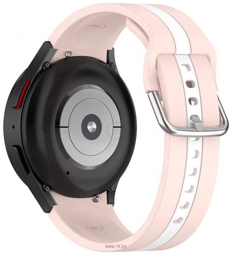 Фотографии Rumi Sport Line силиконовый для Samsung Galaxy Watch4/5 (20 мм, розовый/белый)