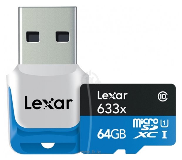 Фотографии Lexar microSDXC Class 10 UHS Class 1 633x 64GB + USB 3.0 reader