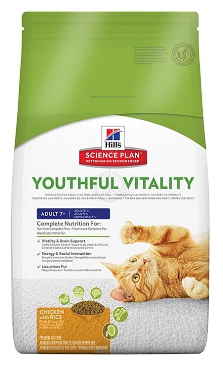 Фотографии Hill's Science Plan (1.5 кг) Feline Adult 7+ Youthful Vitality Chicken & Rice