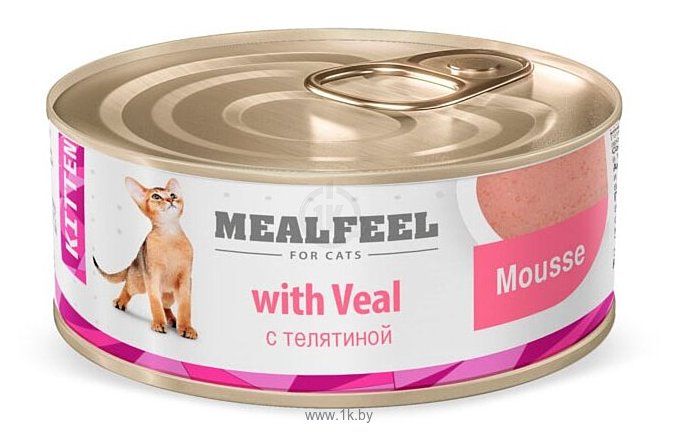 Фотографии MEALFEEL (0.085 кг) 1 шт. Мусс с телятиной для котят консервы