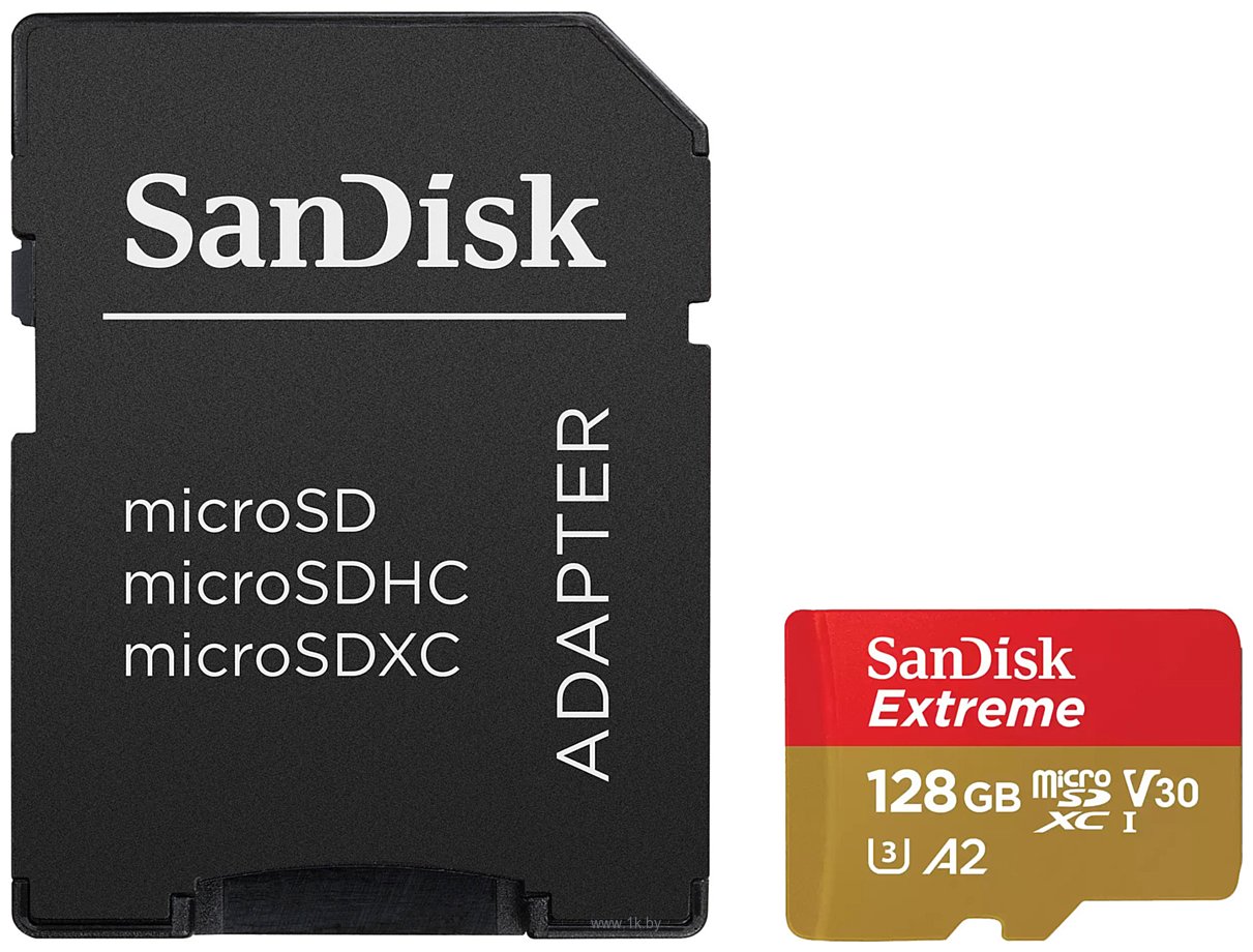 Фотографии SanDisk Extreme microSDXC SDSQXAA-128G-AN6MA 128GB (с адаптером)