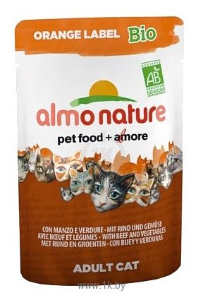 Фотографии Almo Nature Orange Label Bio Adult Cat Beef and Vegetables (0.07 кг) 1 шт.