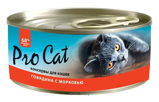 Фотографии Pro Cat Для кошек говядина с морковью консервы (0.1 кг) 1 шт.