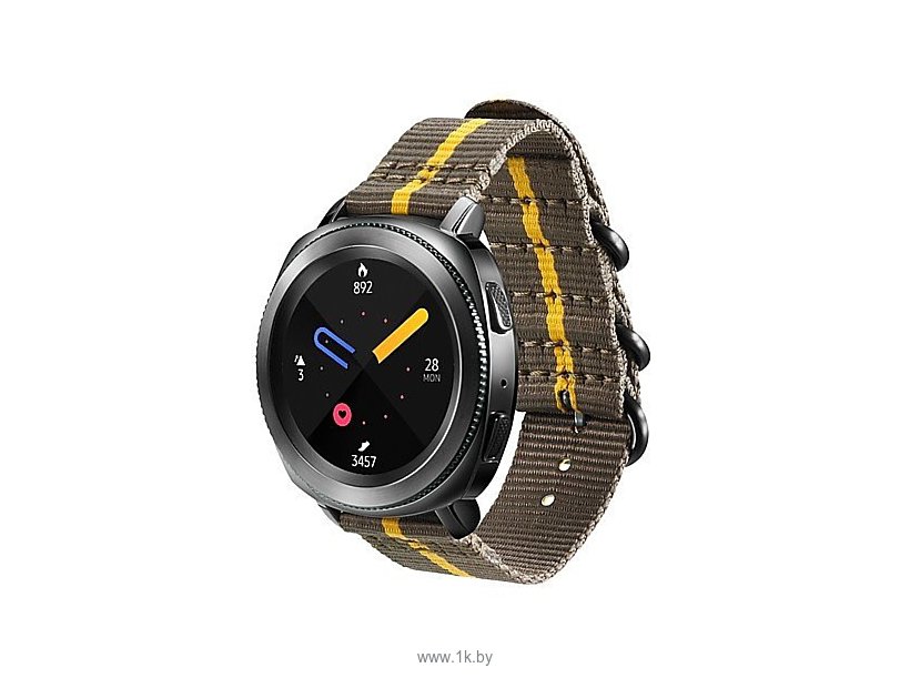 Фотографии Samsung Premium Nato для Galaxy Watch 42mm & Gear Sport (серый/желтый)