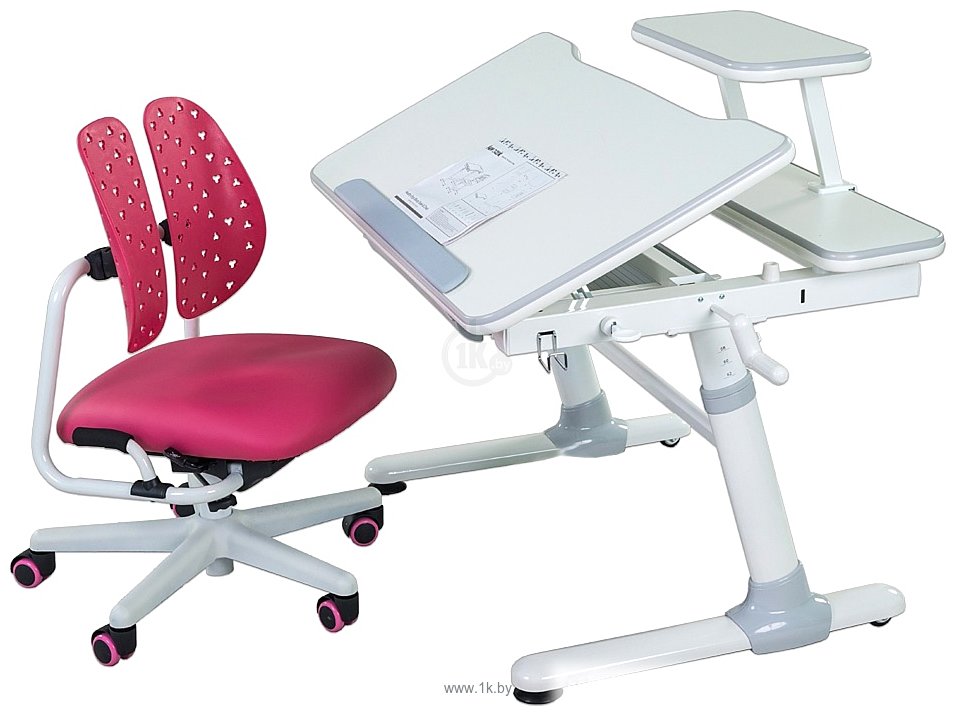 Фотографии Fun Desk Carezza со стулом SST2 (серый/розовый)