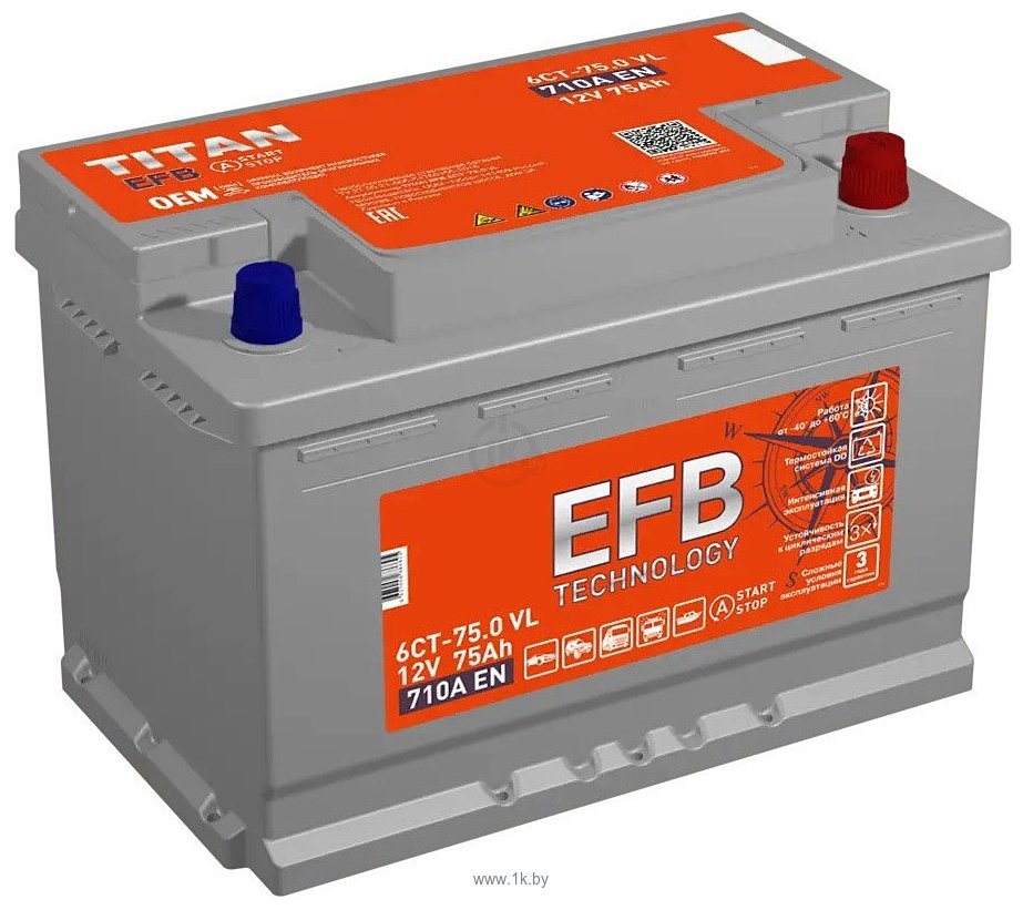 Фотографии Titan EFB R+ (75Ah)