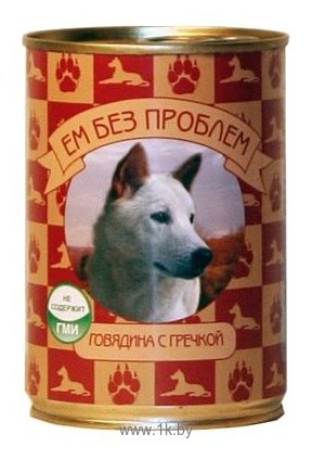 Фотографии Ем Без Проблем Консервы для собак Говядина с гречкой (0.41 кг) 20 шт.