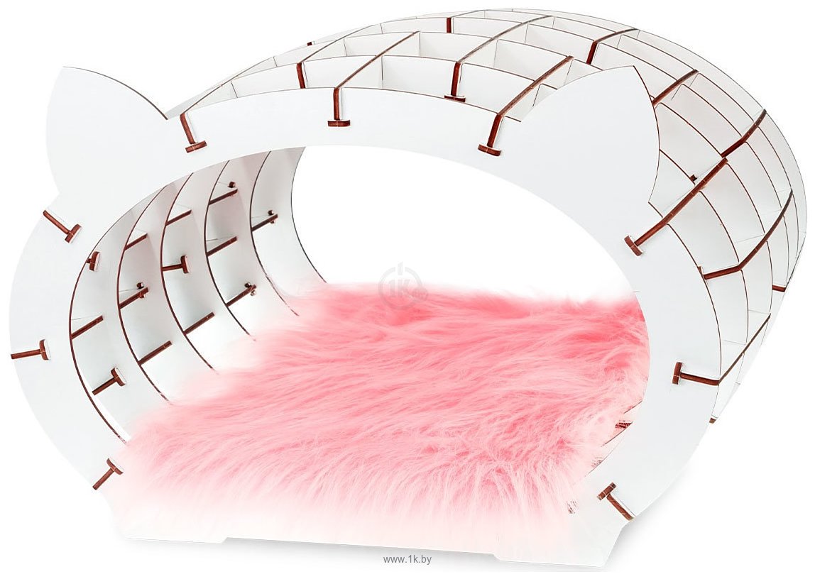 Фотографии EWA «Кошкин дом» белый каркас — розовый мех