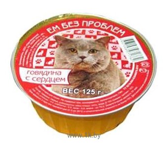 Фотографии Ем Без Проблем Консервы для кошек Говядина с сердцем (0.125 кг) 1 шт.