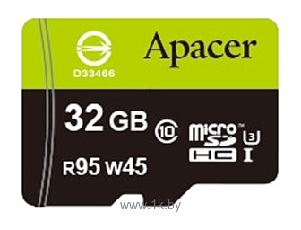Фотографии Apacer microSDHC Class 10 UHS-I U3 (R95 W45 MB/s) 32GB + SD adapter