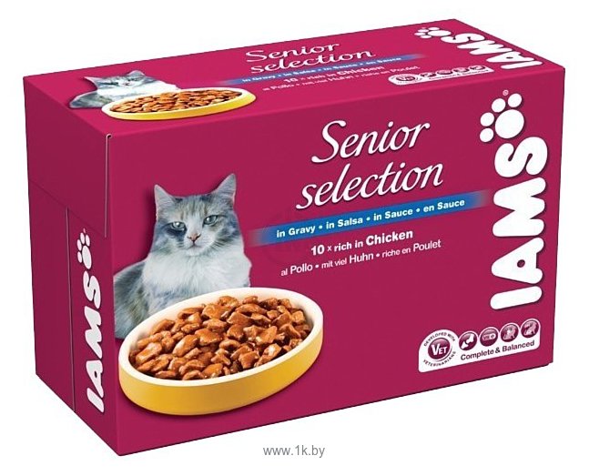 Фотографии Iams Cat Pouch Senior and Mature Rich in Chicken in Gravy (0.1 кг) 22 шт.