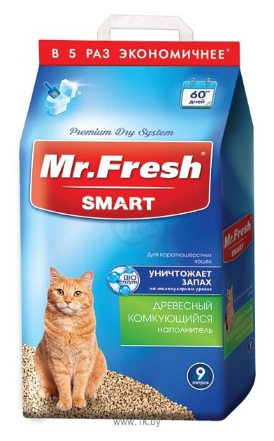 Фотографии Mr. Fresh Древесный для короткошерстных кошек 9 л