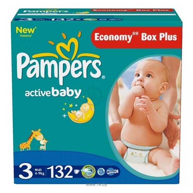 Фотографии Pampers Active Baby 3 Midi (4-9 кг)132шт