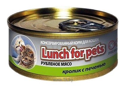 Фотографии Lunch for pets (0.1 кг) 1 шт. Консервы для кошек - Рубленое мясо: Кролик с печенью