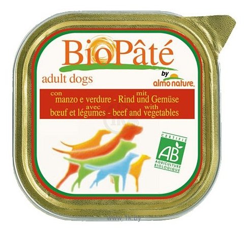 Фотографии Almo Nature DailyMenu Bio Pate Adult Dog Beef and Vegetables (0.3 кг) 9 шт.